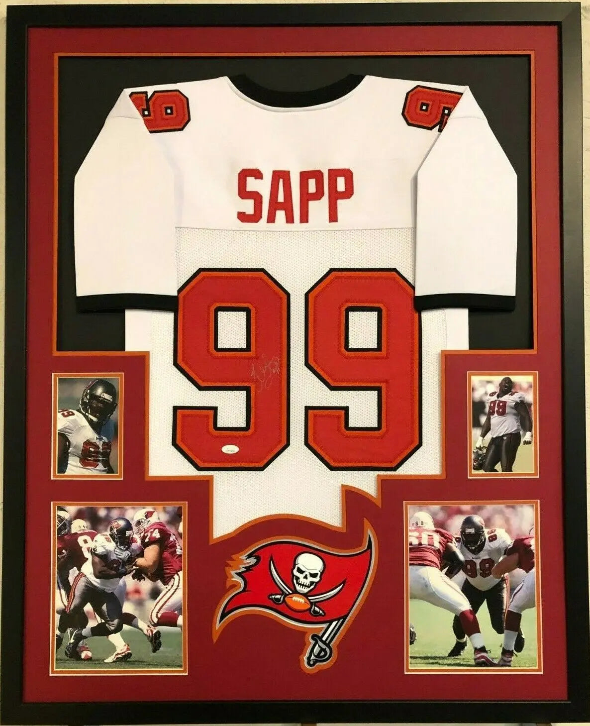 MVP Authentics Framed Tampa Bay Buccaneers Warren Sapp Autographed Signed Jersey Jsa Coa 449.10 sports jersey framing , jersey framing