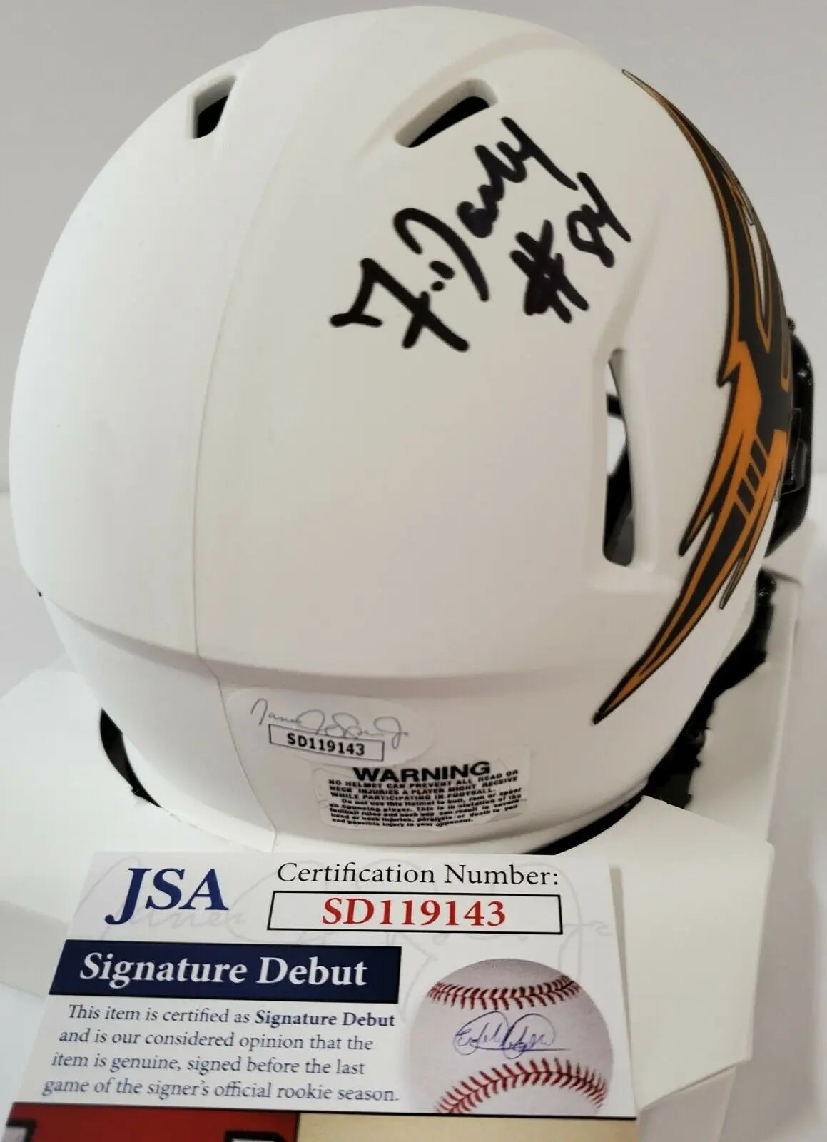 MVP Authentics Frank Darby Autographed Arizona State Sun Devils Lunar Mini Helmet Jsa Coa 107.10 sports jersey framing , jersey framing