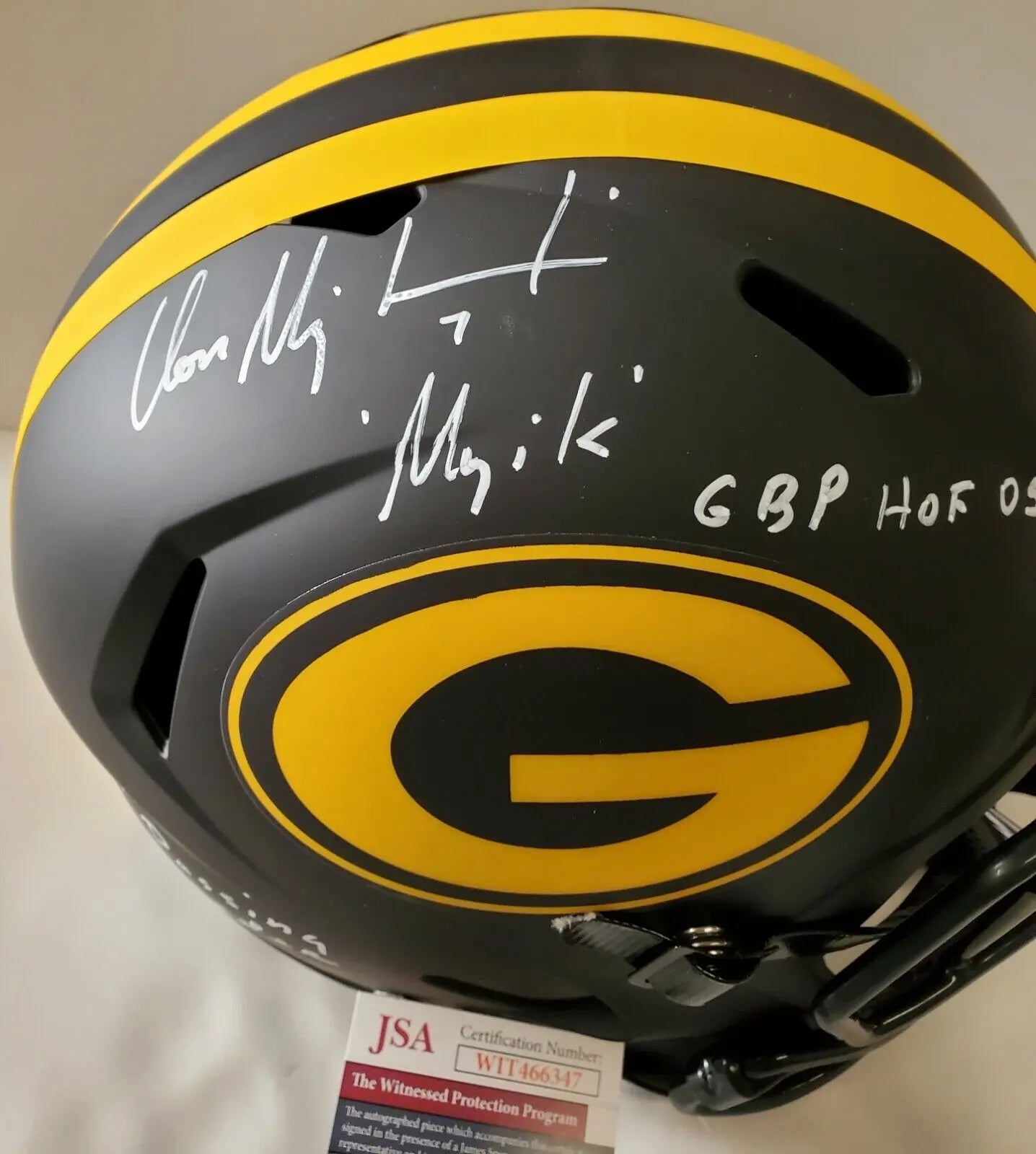 MVP Authentics Green Bay Packers Don Majkowski Signed Full Size Eclipse Rep Helmet Jsa Coa 242.10 sports jersey framing , jersey framing
