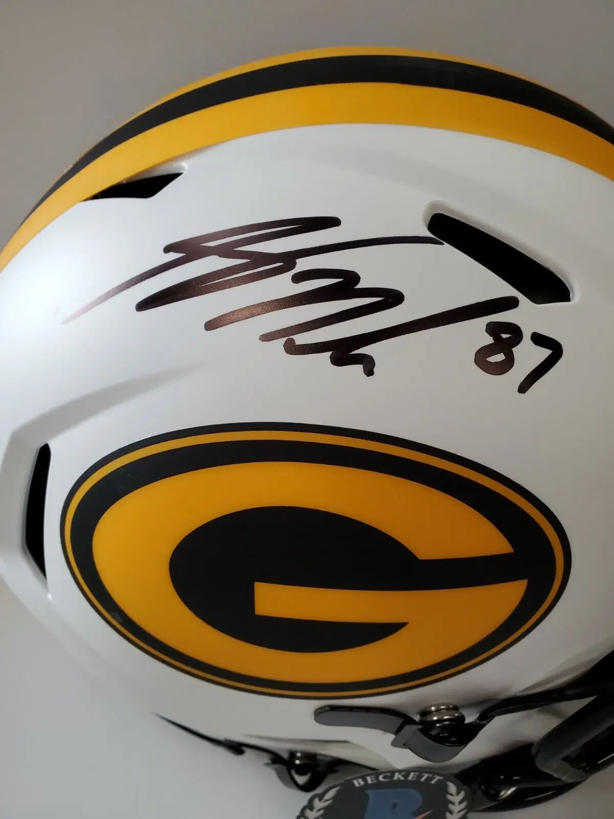 MVP Authentics Green Bay Packers Jordy Nelson Signed Full Size Lunar Auth Helmet Beckett Coa 674.10 sports jersey framing , jersey framing