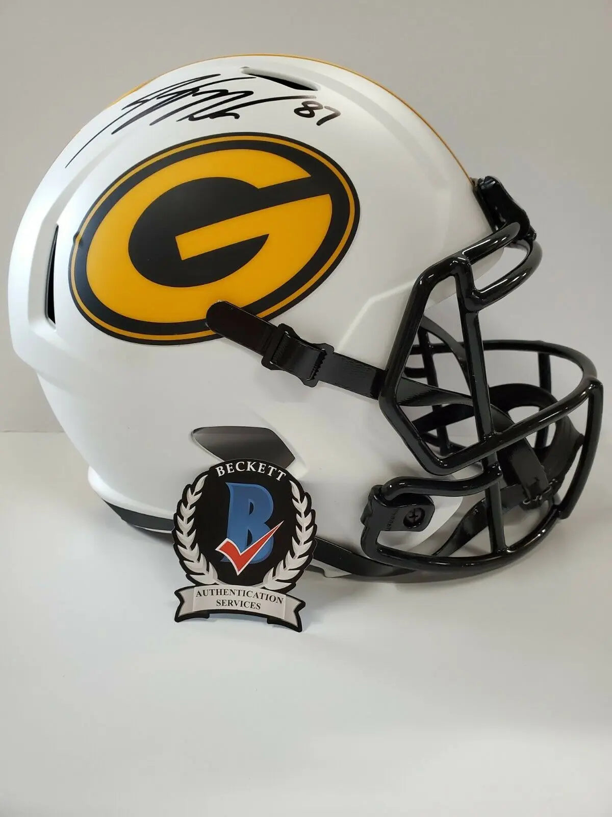 MVP Authentics Green Bay Packers Jordy Nelson Signed Full Size Replica Lunar Helmet Beckett Coa 359.10 sports jersey framing , jersey framing