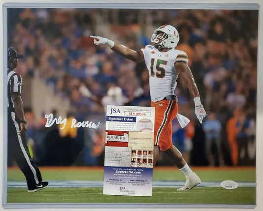 MVP Authentics Greg Rousseau Autographed Signed Miami Hurricanes 11X14 Photo Jsa Coa 89.10 sports jersey framing , jersey framing