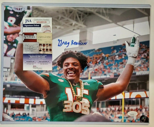 MVP Authentics Greg Rousseau Autographed Signed Miami Hurricanes 11X14 Photo Jsa Coa 89.10 sports jersey framing , jersey framing