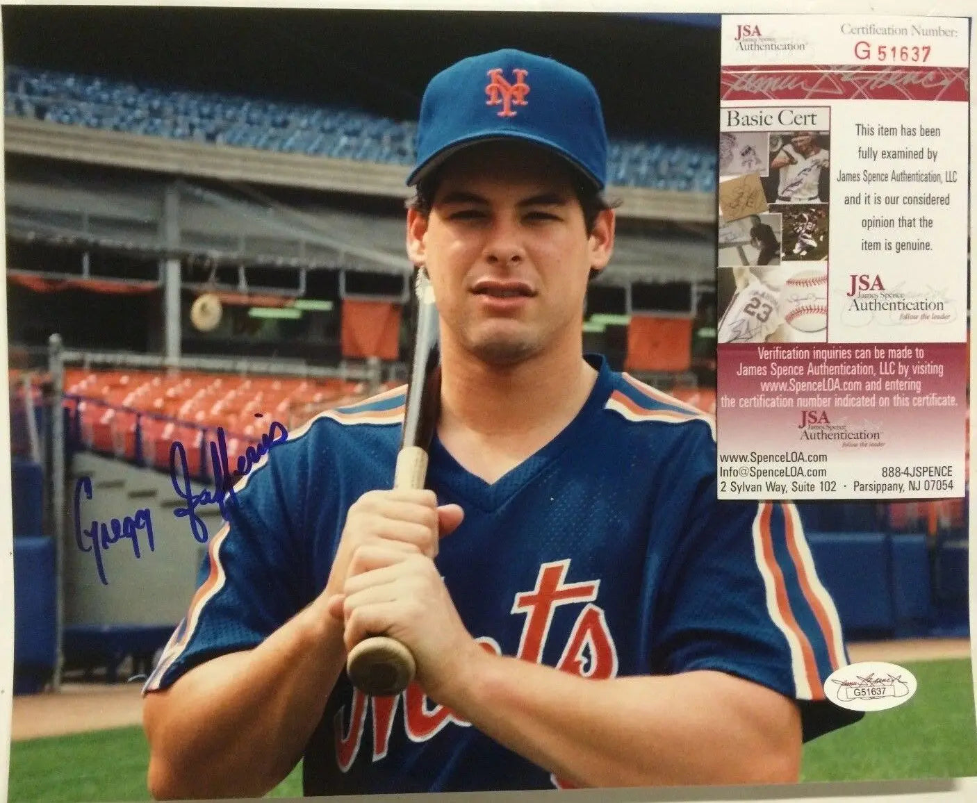 MVP Authentics Gregg Jeffries Autographed Signed New York Mets 8X10 Photo Jsa  Coa 36 sports jersey framing , jersey framing