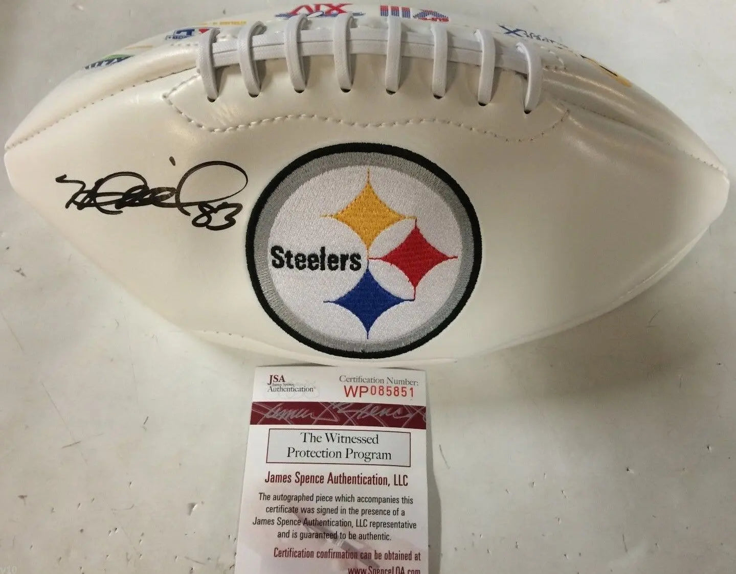 MVP Authentics Heath Miller Autographed Signed Pittsburgh Steelers Logo Football Jsa Coa 126 sports jersey framing , jersey framing