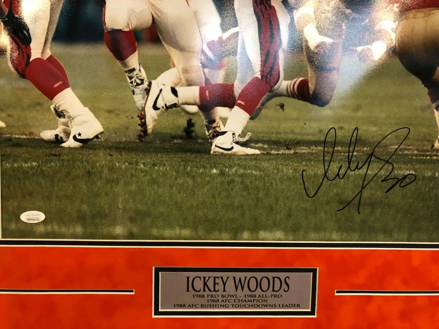 MVP Authentics Ickey Woods Framed Signed Cincinnati Bengals 16X20 Photo Jsa Coa 170.10 sports jersey framing , jersey framing