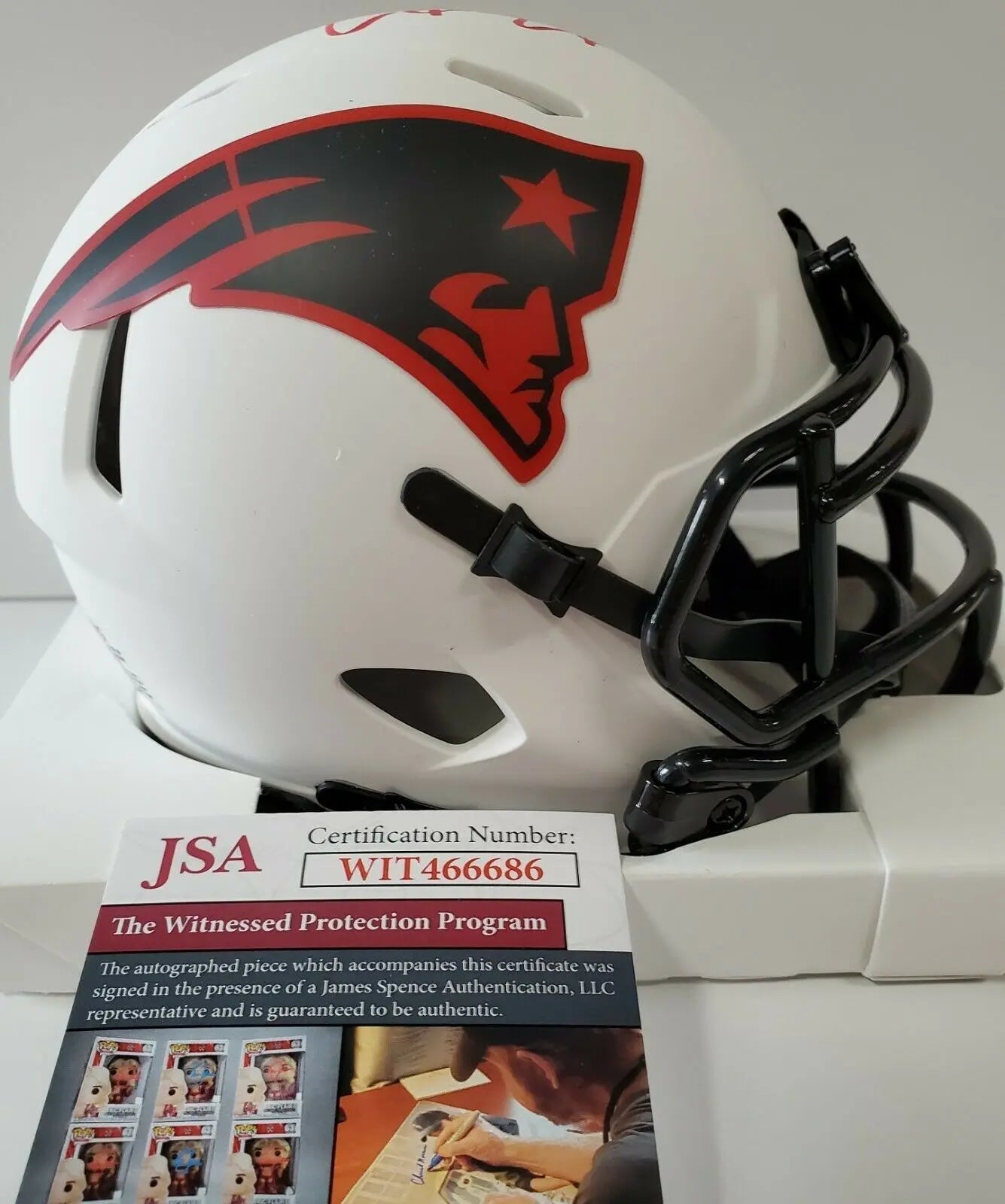 MVP Authentics Irving Fryar Autographed New England Patriots Lunar Eclipse Mini Helmet Jsa Coa 89.10 sports jersey framing , jersey framing