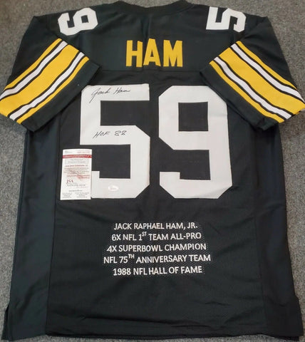 Jack Ham Signed Pittsburgh Steelers Bumble Bee Jersey Inscrd HOF 88 –