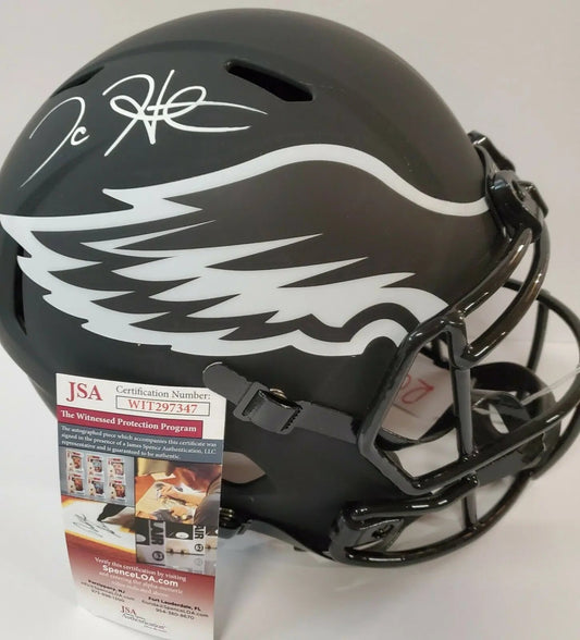 MVP Authentics Jalen Hurts Signed Eagles Full Size Speed Eclipse Replica Helmet Jsa Coa 332.10 sports jersey framing , jersey framing