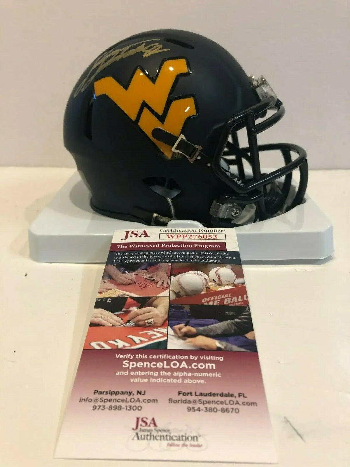 MVP Authentics James Jett Autographed Signed West Virginia Mountaineers Mini Helmet Jsa Coa 89.10 sports jersey framing , jersey framing