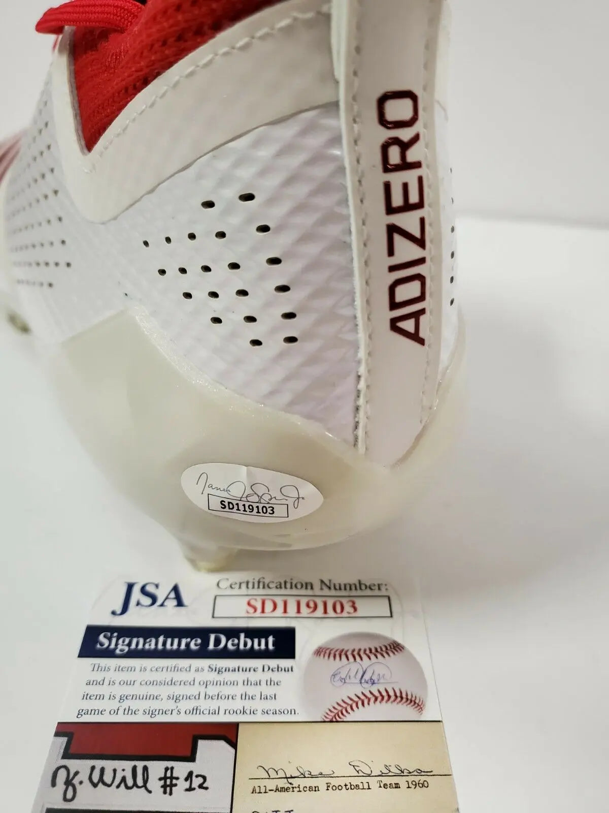 MVP Authentics Javian Hawkins Autographed Signed Adidas Cleat Jsa Coa 107.10 sports jersey framing , jersey framing