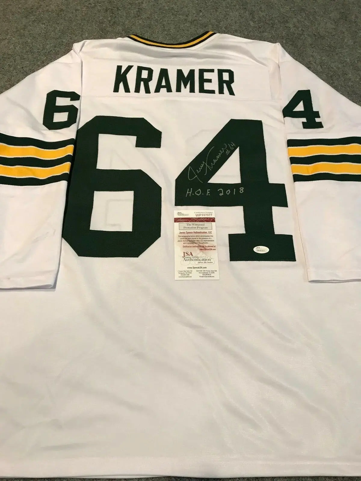 MVP Authentics Jerry Kramer Autographed Signed Inscribed G.B. Packers Jersey Jsa  Coa 134.10 sports jersey framing , jersey framing