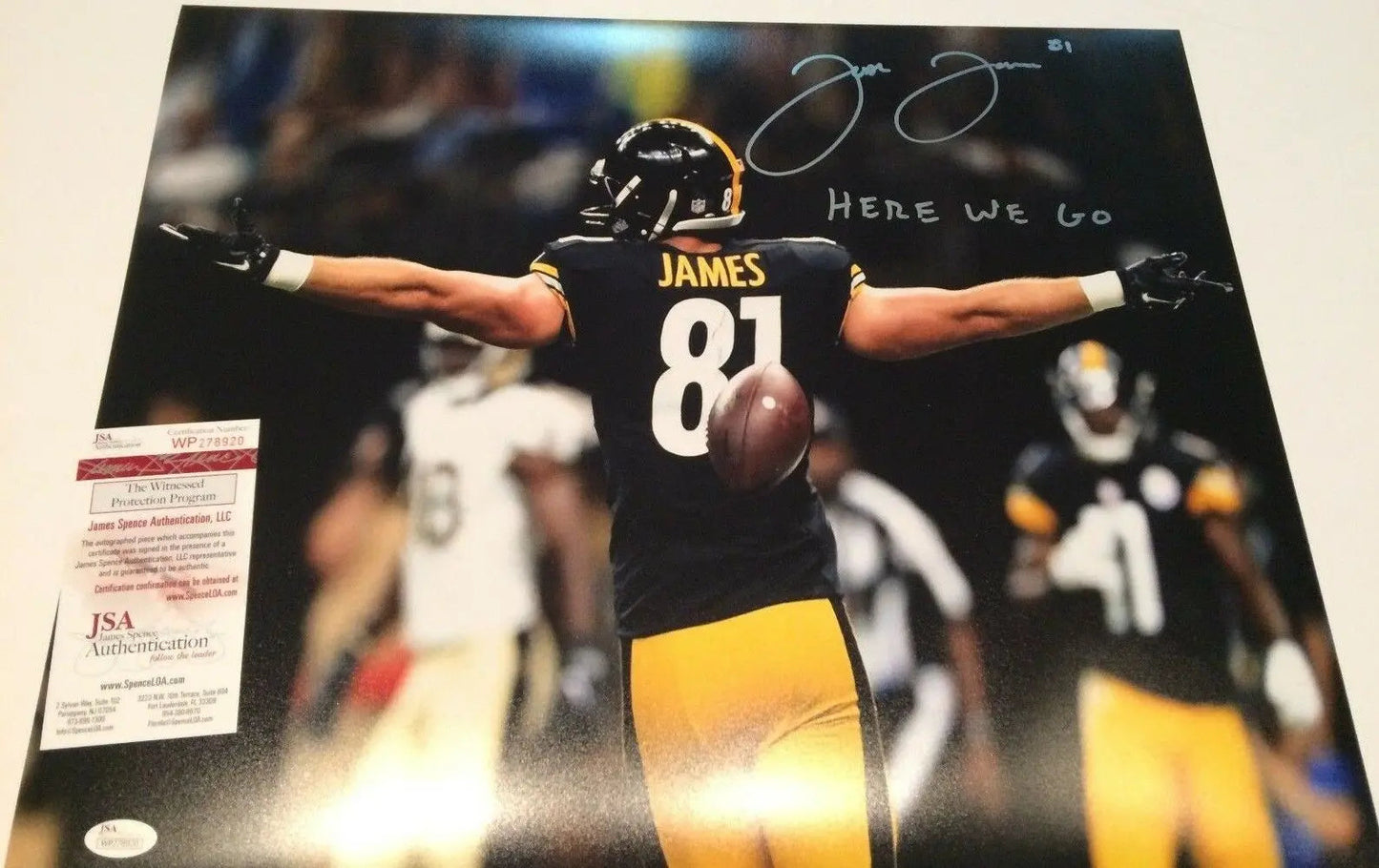 MVP Authentics Jesse James Autographed Signed Inscribed Pittsburgh Steelers 16X20 Photo Jsa Coa 90 sports jersey framing , jersey framing