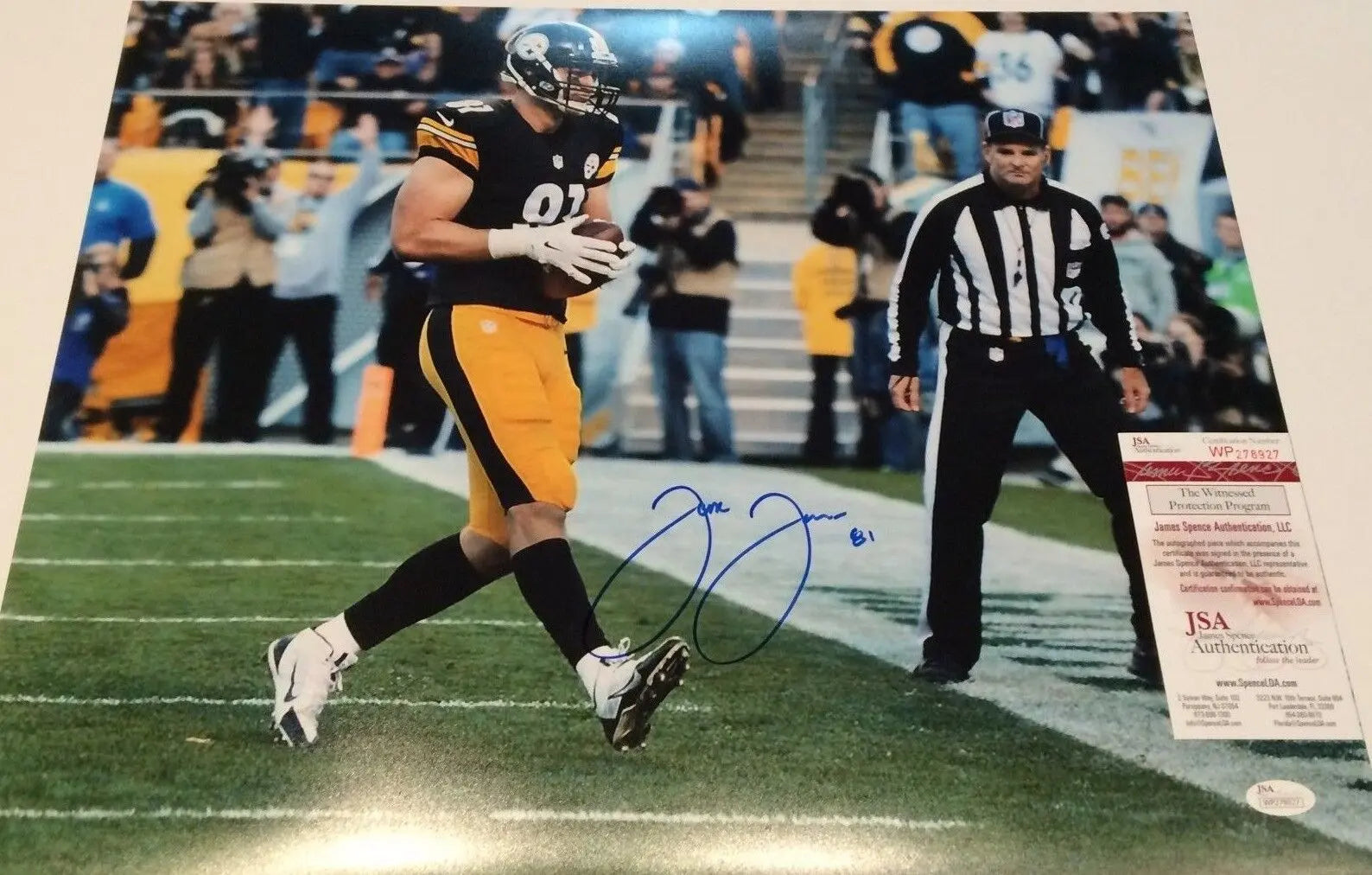 MVP Authentics Jesse James Autographed Signed Pittsburgh Steelers 16X20 Photo Jsa Coa 90 sports jersey framing , jersey framing