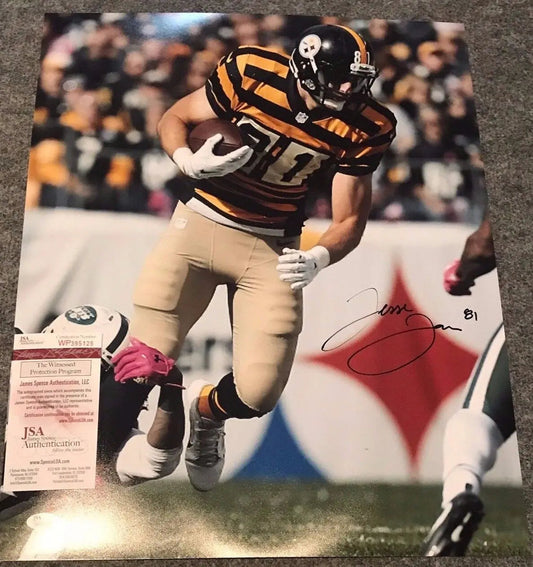 MVP Authentics Jesse James Autographed Signed Pittsburgh Steelers 16X20 Photo Jsa Coa 90 sports jersey framing , jersey framing