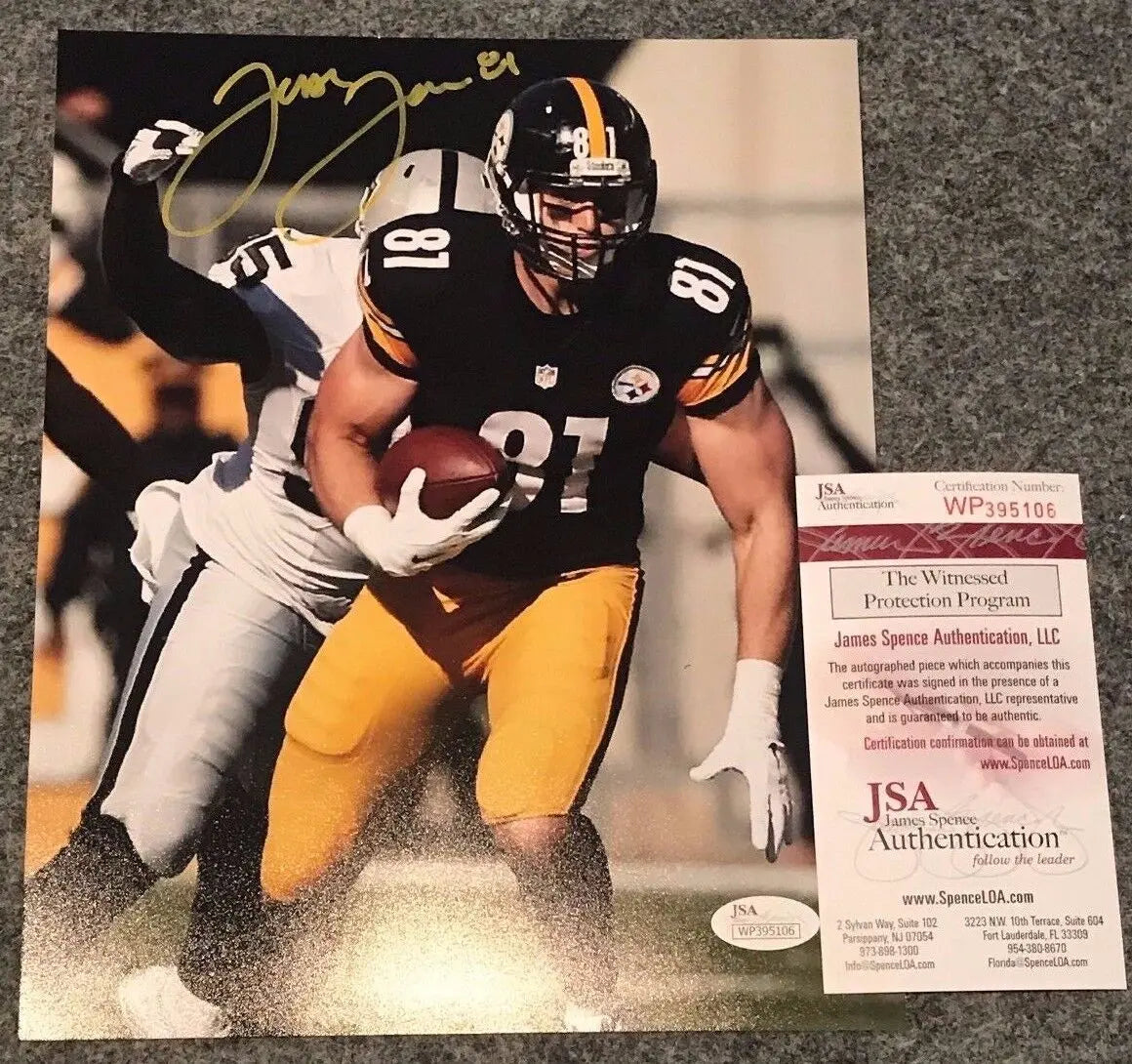 MVP Authentics Jesse James Autographed Signed Pittsburgh Steelers 8X10 Photo Jsa Coa 54 sports jersey framing , jersey framing