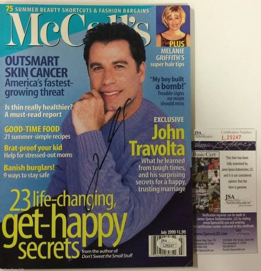 MVP Authentics John Travolta Autographed Signed Magazine Jsa Coa 90 sports jersey framing , jersey framing