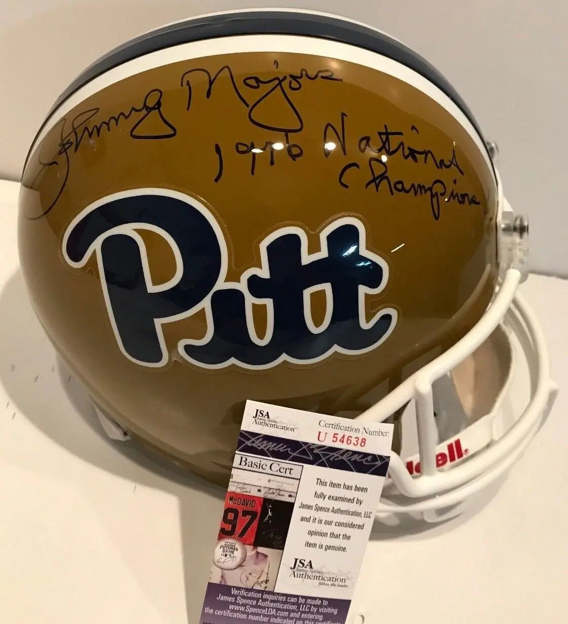 MVP Authentics Johnny Majors Autographed Signed Inscribe Pitt Panthers Full Size Helmet Jsa Coa 315 sports jersey framing , jersey framing