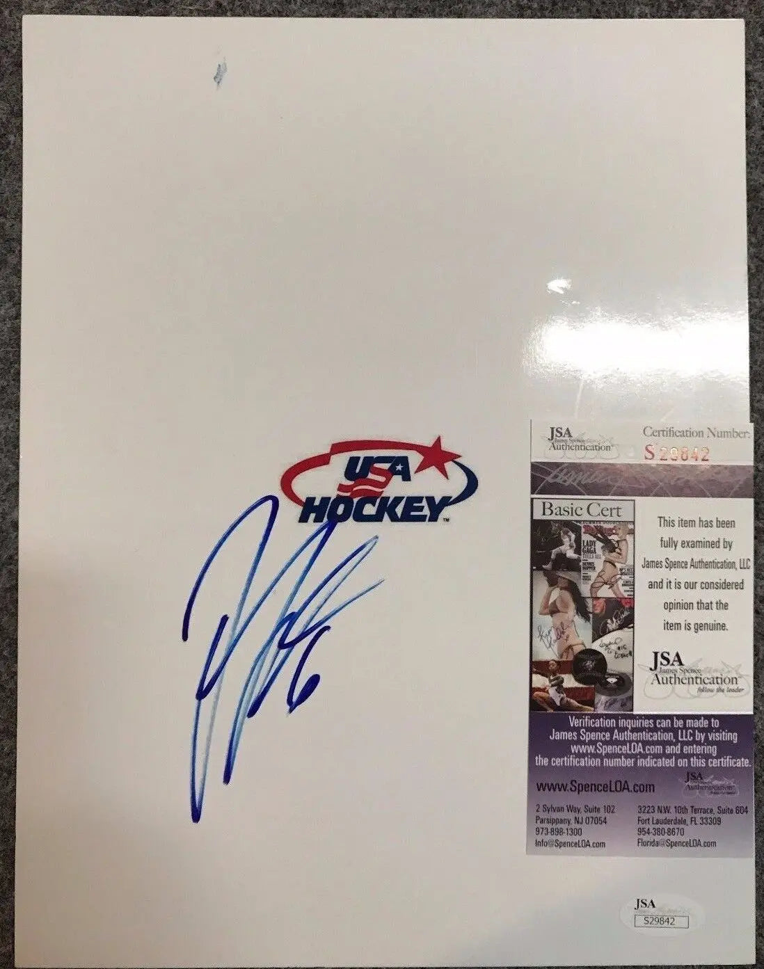 MVP Authentics Jordan Leopold Autographed Signed Usa Hockey 8X10 Photo Sheet Jsa  Coa 27 sports jersey framing , jersey framing