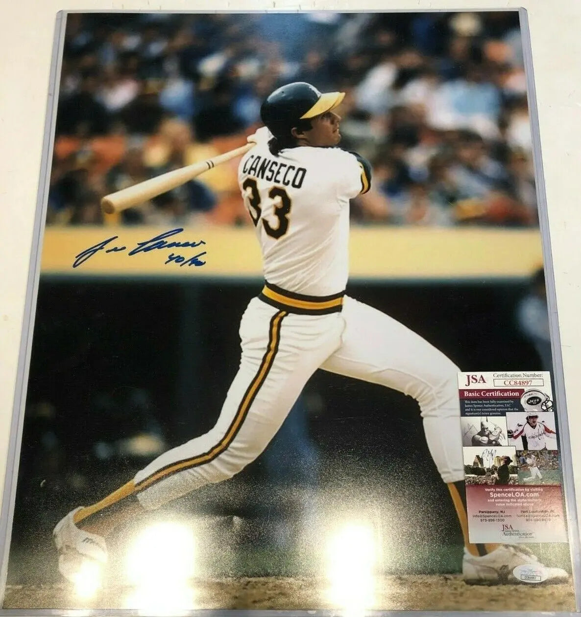 MVP Authentics Jose Canseco Autographed Signed Inscribed Oakland A's 16X20 Photo Jsa Coa 54 sports jersey framing , jersey framing