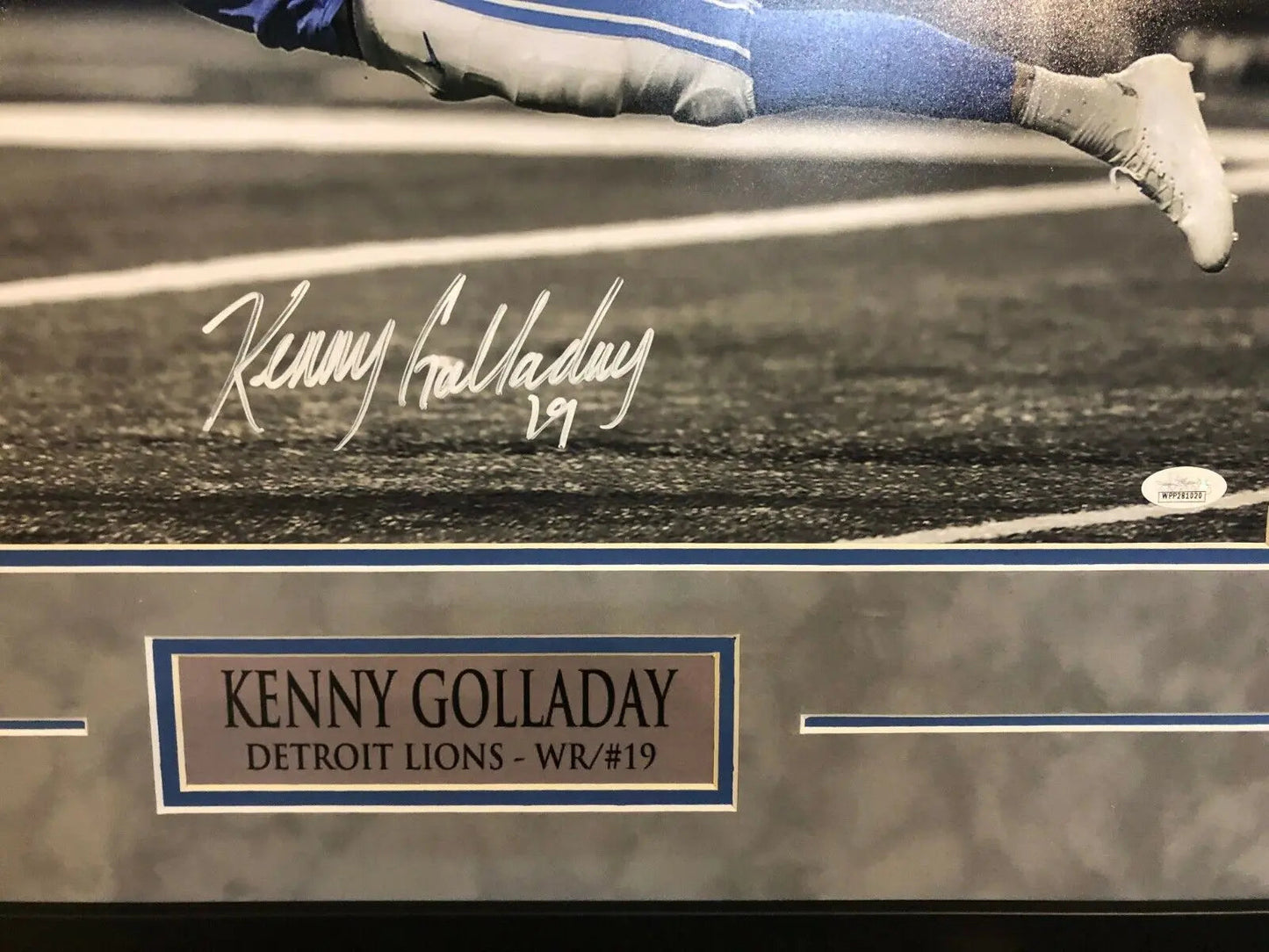 MVP Authentics Kenny Golloday Framed Signed Detroit Lions 16X20 Photo Jsa Coa 179.10 sports jersey framing , jersey framing