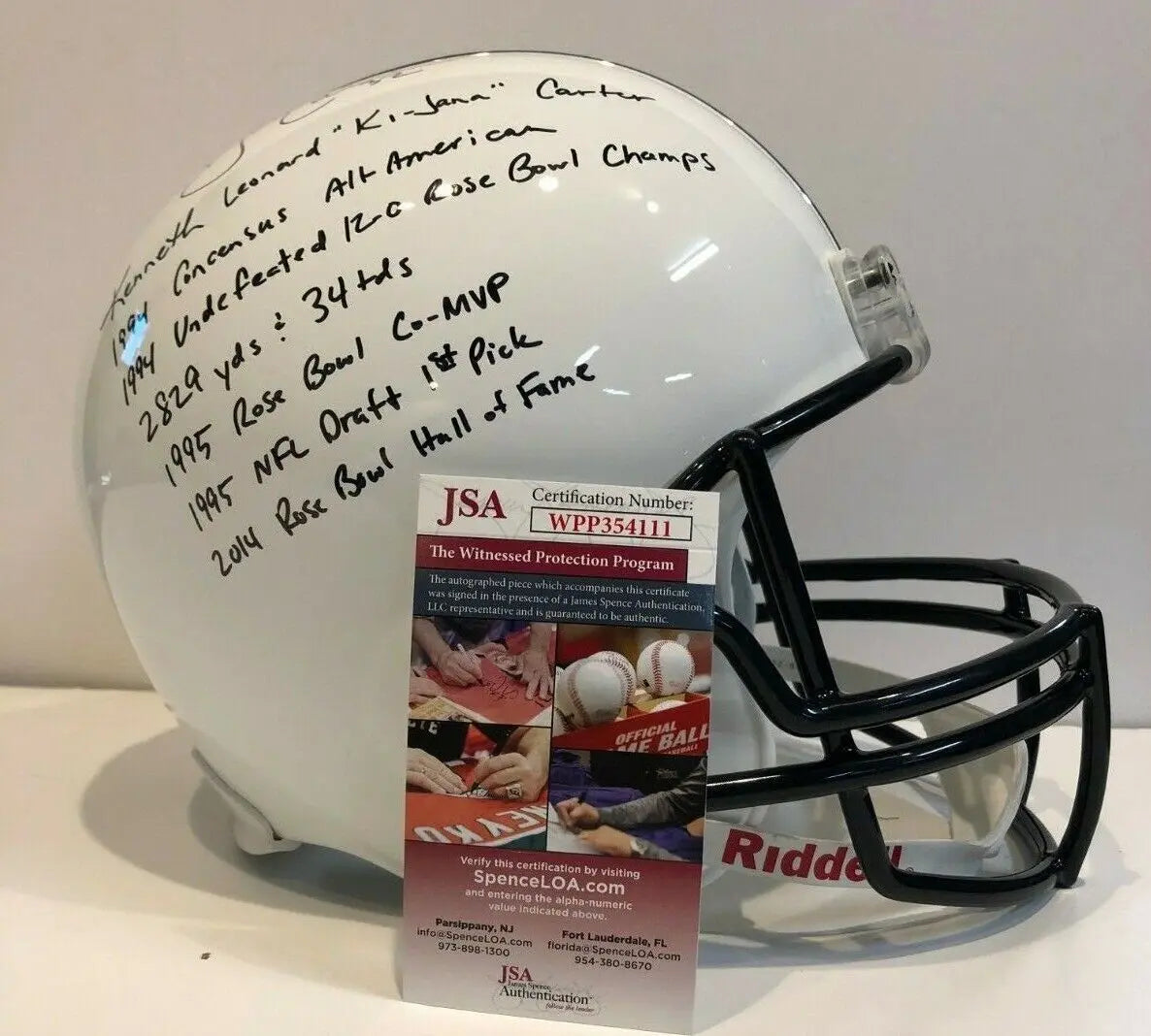 MVP Authentics Ki-Jana Carter Autographed Signed Inscribed Penn State Full Size Helmet Jsa Coa 314.10 sports jersey framing , jersey framing