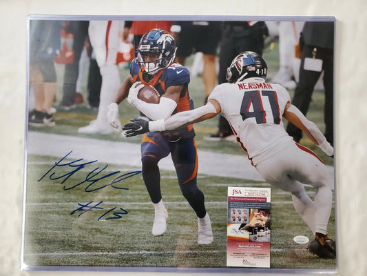 MVP Authentics Kj Hamler Autographed Signed Denver Broncos 16X20 Photo Jsa Coa 89.10 sports jersey framing , jersey framing