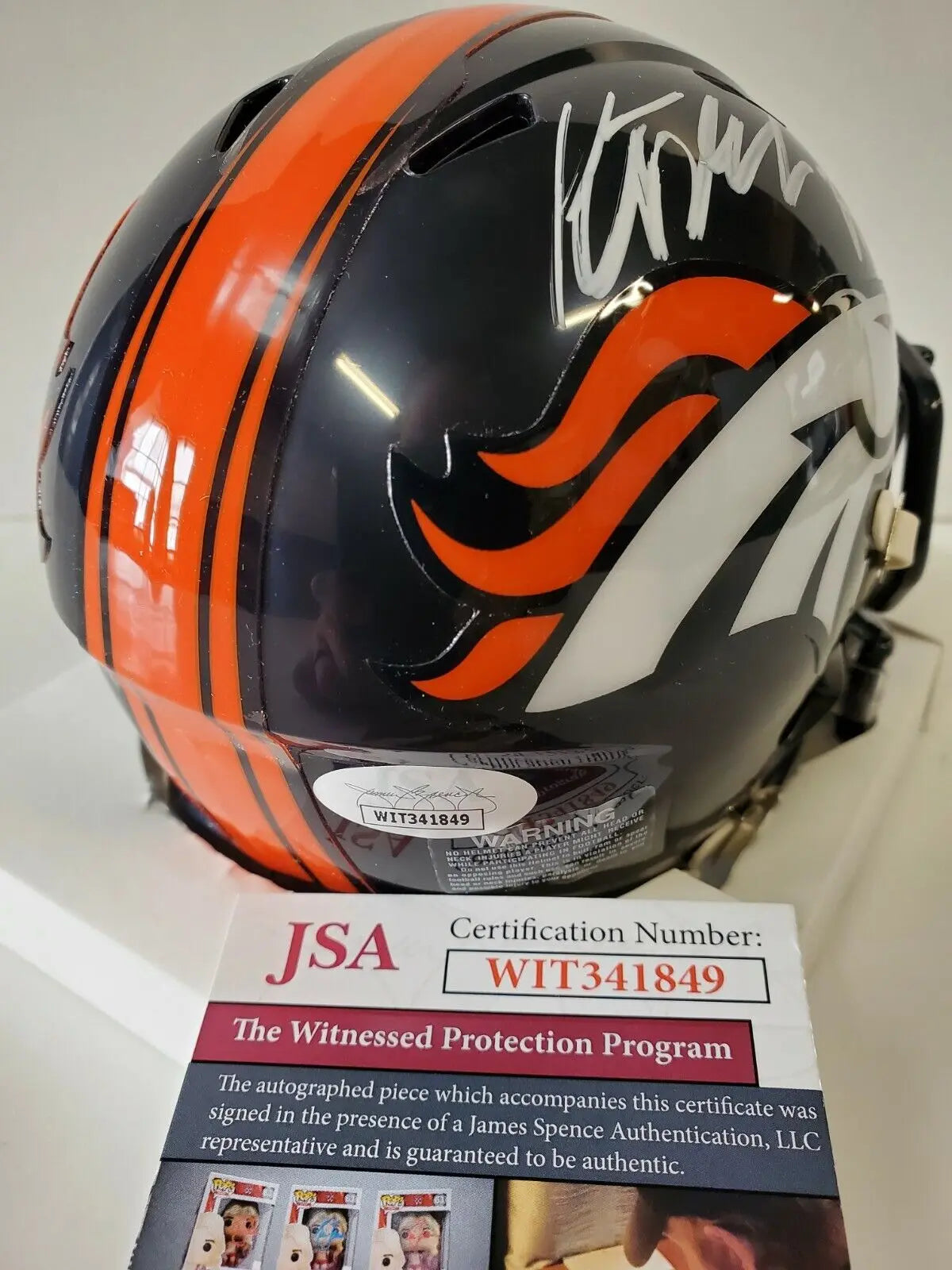 MVP Authentics Kj Hamler Autographed Signed Denver Broncos Speed Mini Helmet Jsa Coa 107.10 sports jersey framing , jersey framing