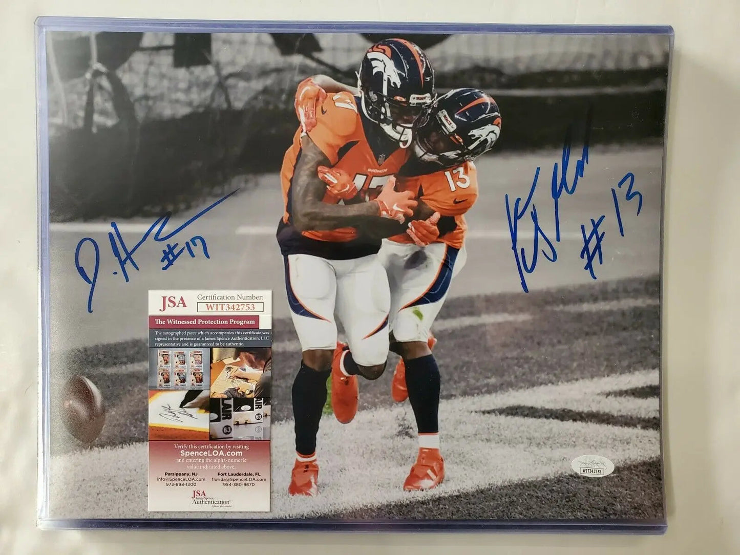 MVP Authentics Kj Hamler Daesean Hamilton Autographed Signed Denver Broncos 11X14 Photo Jsa Coa 116.10 sports jersey framing , jersey framing