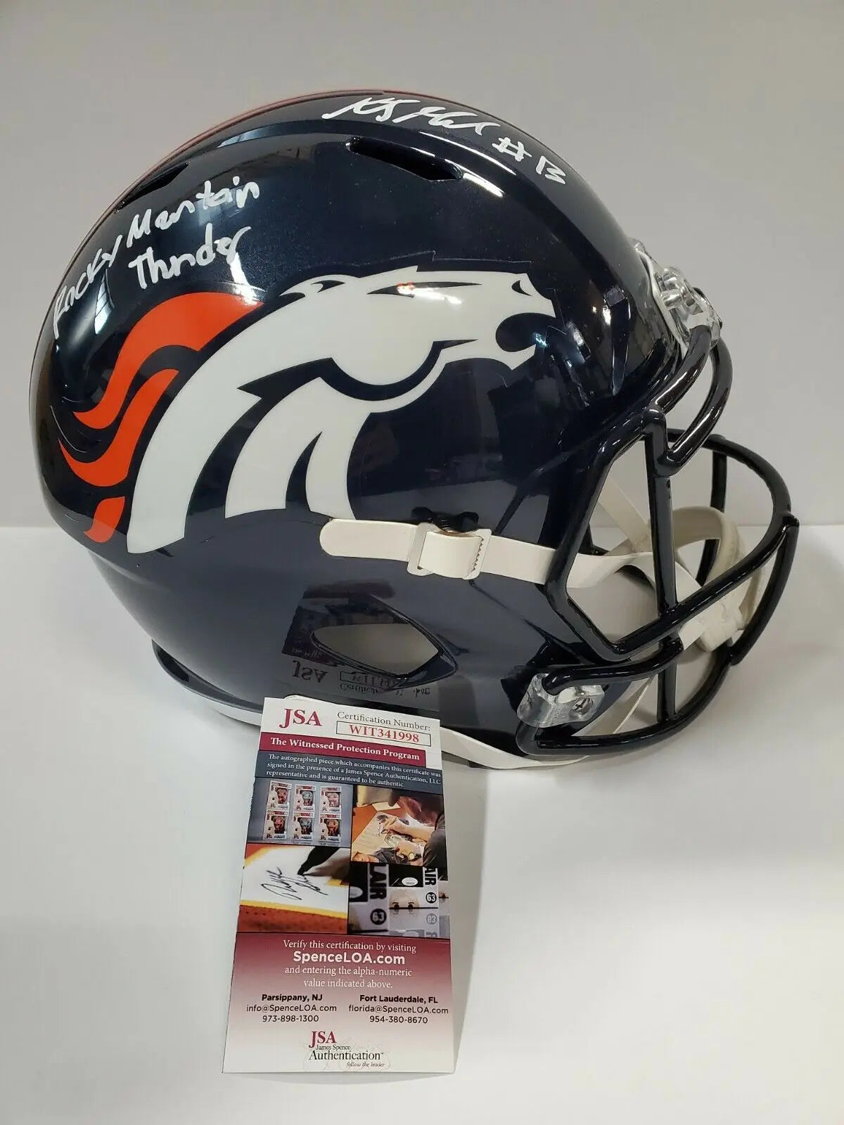 MVP Authentics Kj Hamler Signed Inscribed Denver Broncos Speed Replica Full Size Helmet Jsa Coa 242.10 sports jersey framing , jersey framing