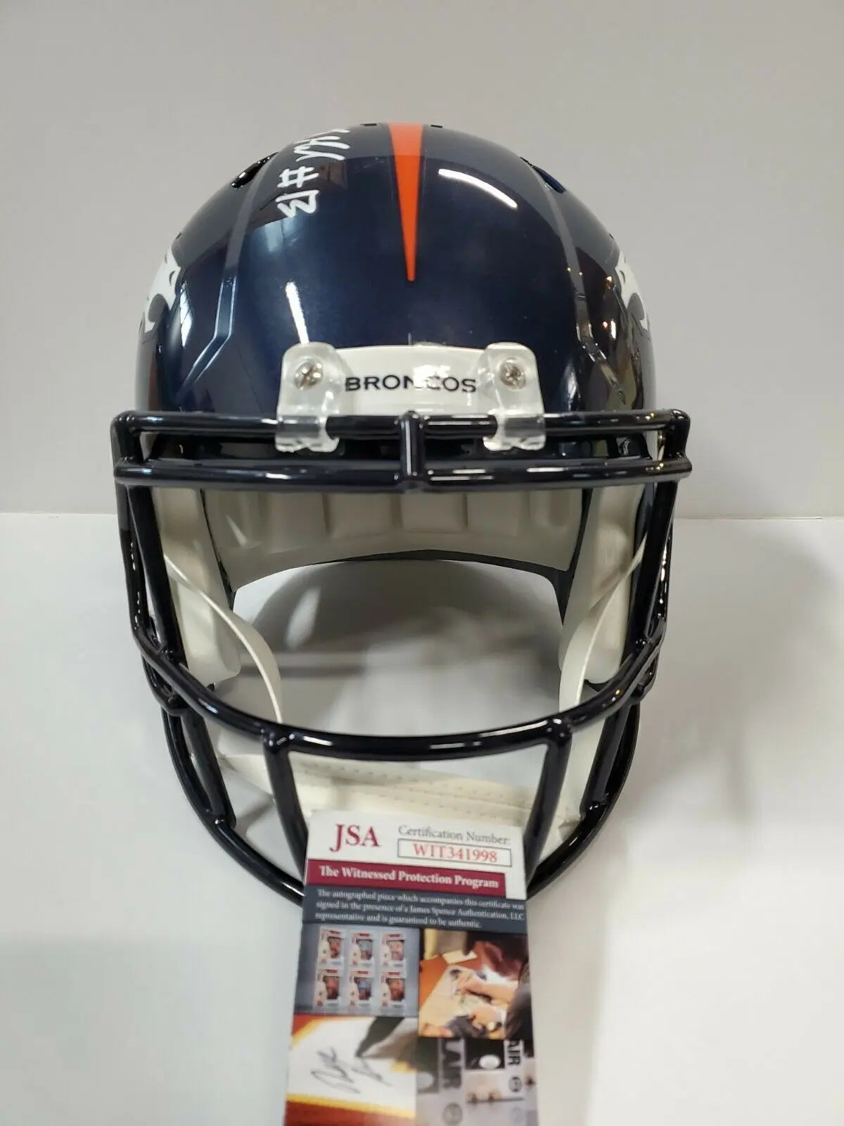 MVP Authentics Kj Hamler Signed Inscribed Denver Broncos Speed Replica Full Size Helmet Jsa Coa 242.10 sports jersey framing , jersey framing