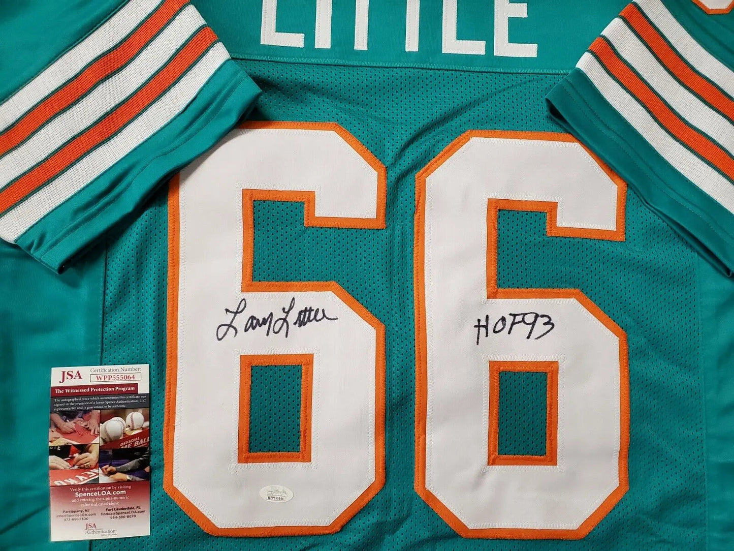MVP Authentics Larry Little Autographed Signed Inscribed Miami Dolphins Jersey Jsa  Coa 107.10 sports jersey framing , jersey framing