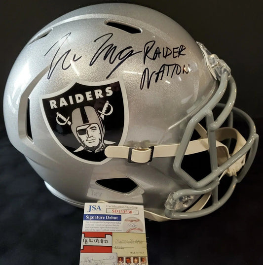 MVP Authentics Las Vegas Raiders Tre'von Moehrig Autographed Inscribed Full Size Helmet Jsa Coa 341.10 sports jersey framing , jersey framing
