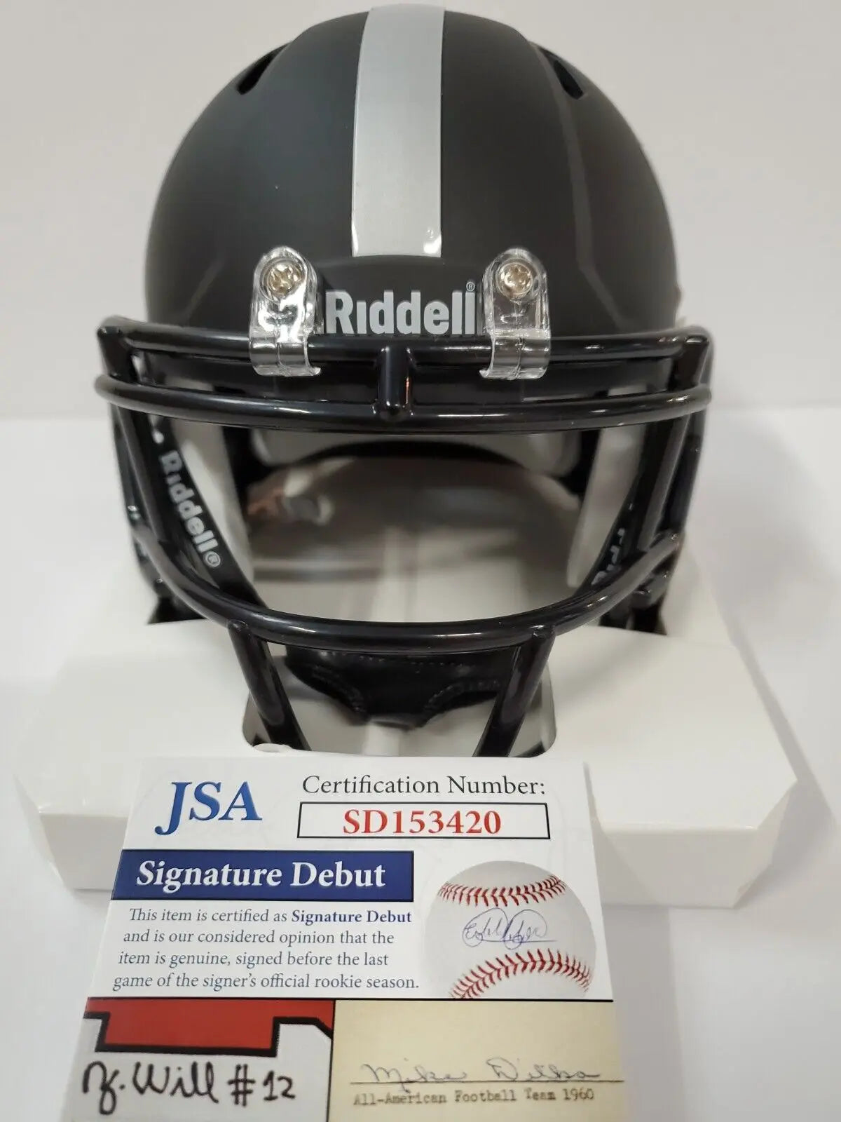 MVP Authentics Las Vegas Raiders Tre'von Moehrig Autographed Signed Eclipse Mini Helmet Jsa Coa 121.50 sports jersey framing , jersey framing