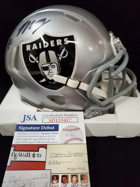 MVP Authentics Las Vegas Raiders Tre'von Moehrig Autographed Signed Speed Mini Helmet Jsa Coa 112.50 sports jersey framing , jersey framing