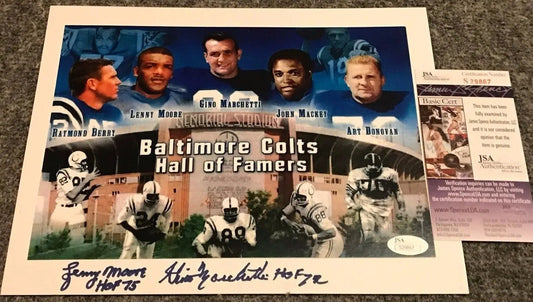 MVP Authentics Lenny Moore And Gino Marchetti Autographed Signed Inscribed  8X10 Photo Jsa Coa 72 sports jersey framing , jersey framing