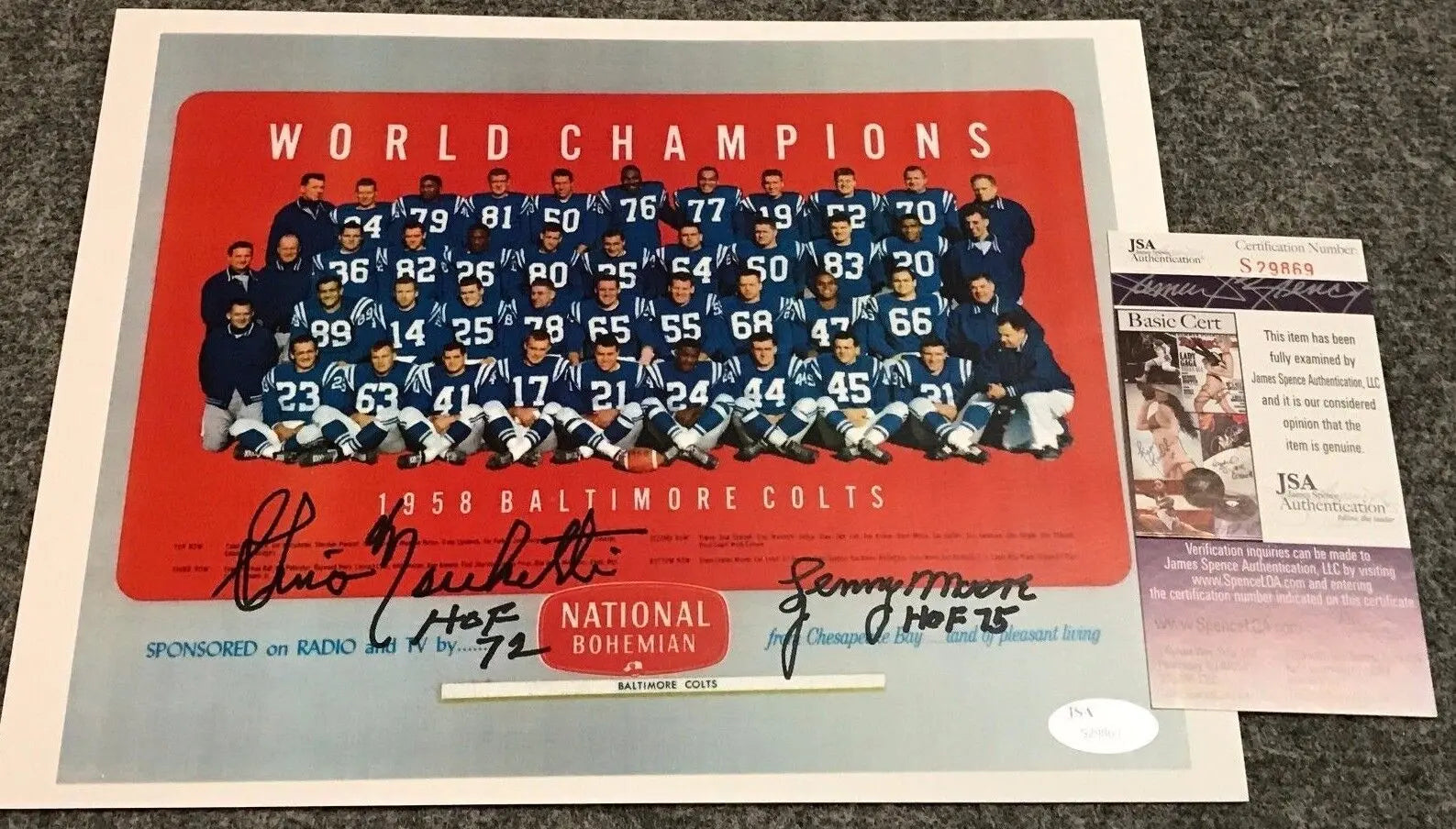 MVP Authentics Lenny Moore And Gino Marchetti Autographed Signed Inscribed  8X10 Photo Jsa Coa 72 sports jersey framing , jersey framing