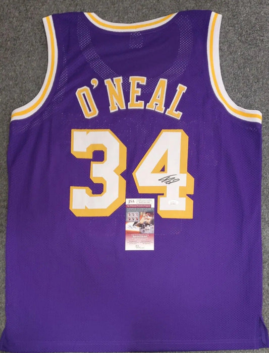 MVP Authentics Los Angeles Lakers Shaquille O'neal Autographed Signed Jersey Jsa Coa 170.10 sports jersey framing , jersey framing