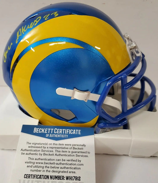 MVP Authentics Los Angeles Rams Cam Akers Autographed Speed Mini Helmet Beckett Coa 125.10 sports jersey framing , jersey framing