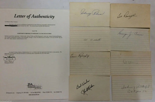 MVP Authentics Lot Of Brooklyn Dodgers Autographed Signed 3X5 Cards Jsa Loa Podres And More 90 sports jersey framing , jersey framing