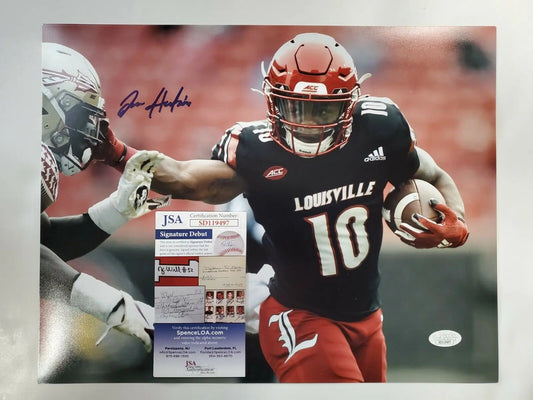 MVP Authentics Louisville Cardinals Javian Hawkins Autographed 11X14 Photo Jsa Coa 71.10 sports jersey framing , jersey framing
