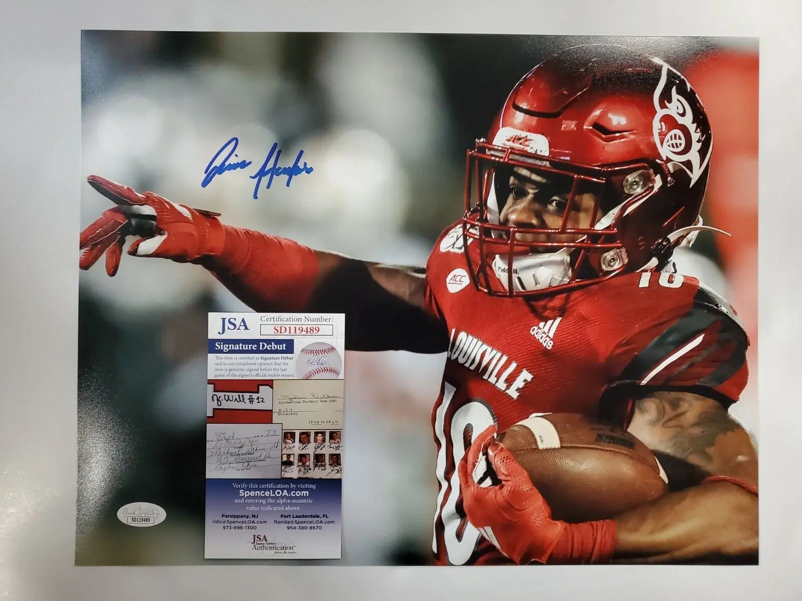 MVP Authentics Louisville Cardinals Javian Hawkins Autographed 11X14 Photo Jsa Coa 71.10 sports jersey framing , jersey framing