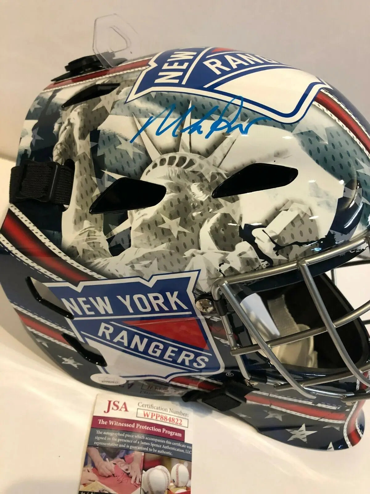 MVP Authentics MIKE RICHTER AUTOGRAPHED SIGNED N.Y. RANGERS FULL SIZE REPLICA MASK JSA COA 197.10 sports jersey framing , jersey framing