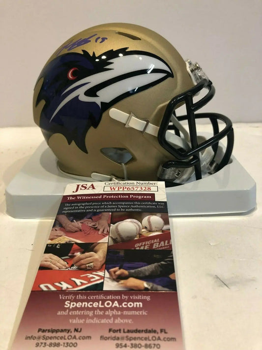 MVP Authentics Marquise Brown Autographed Signed Baltimore Ravens Amp Mini Helmet Jsa Coa 152.10 sports jersey framing , jersey framing