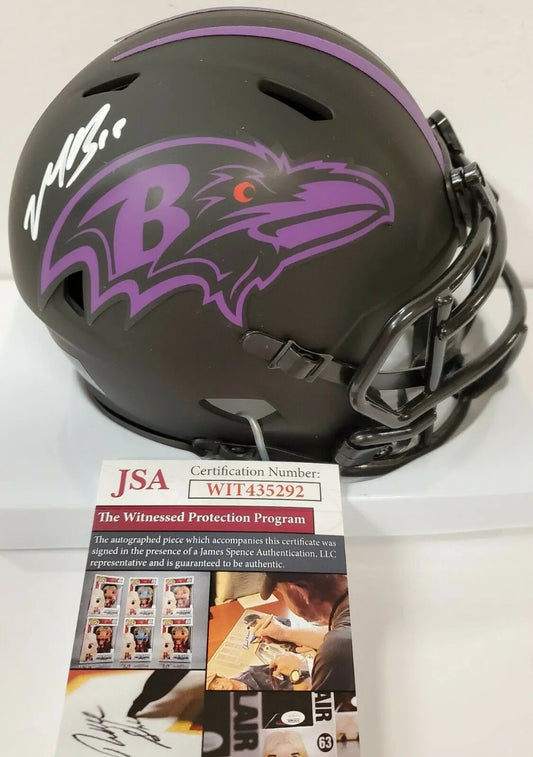 MVP Authentics Marquise Brown Autographed Signed Baltimore Ravens Eclipse Mini Helmet Jsa Coa 152.10 sports jersey framing , jersey framing