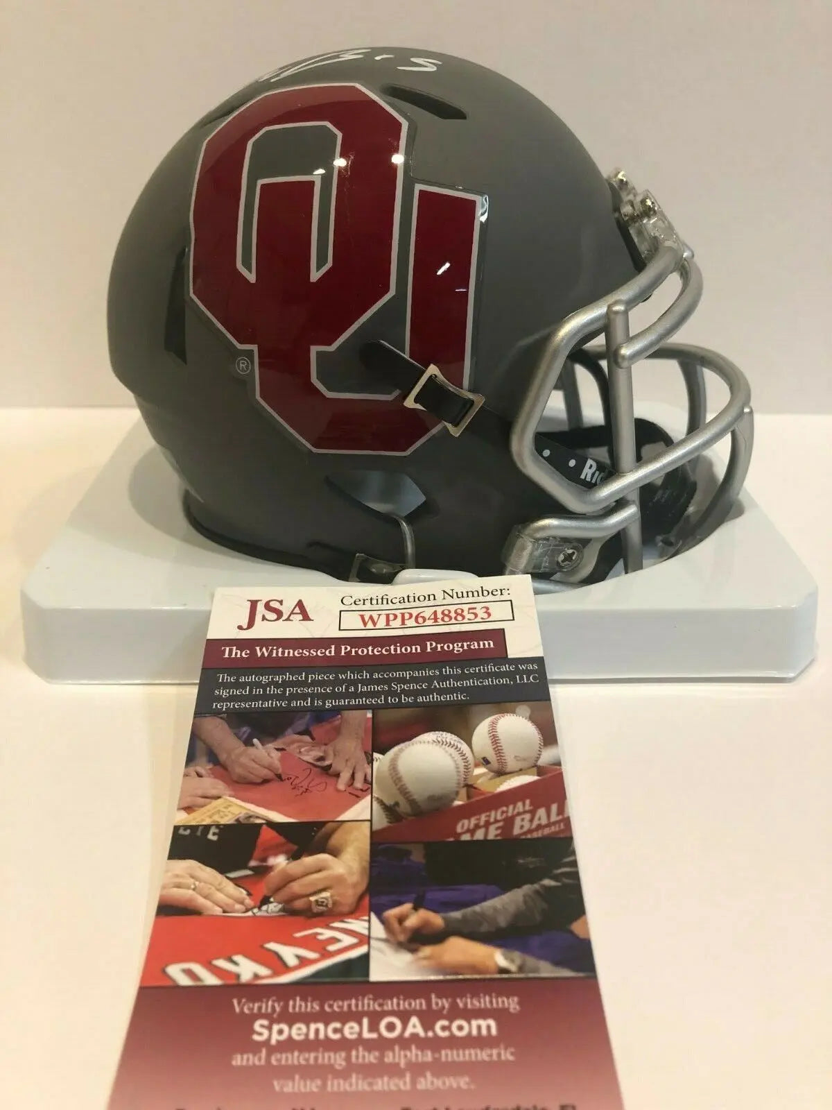 MVP Authentics Marquise Brown Autographed Signed Oklahoma Sooners Amp Mini Helmet Jsa Coa 152.10 sports jersey framing , jersey framing