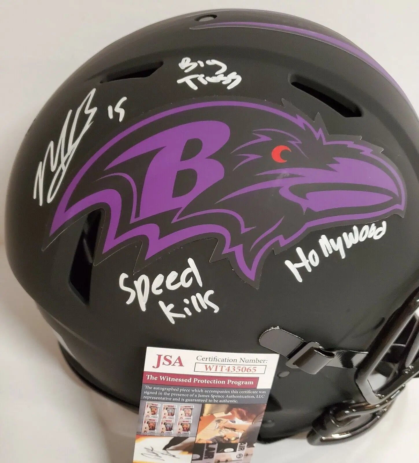 MVP Authentics Marquise Brown Signed Baltimore Ravens Full Sz Eclipse Authentic Helmet Jsa Coa 539.10 sports jersey framing , jersey framing