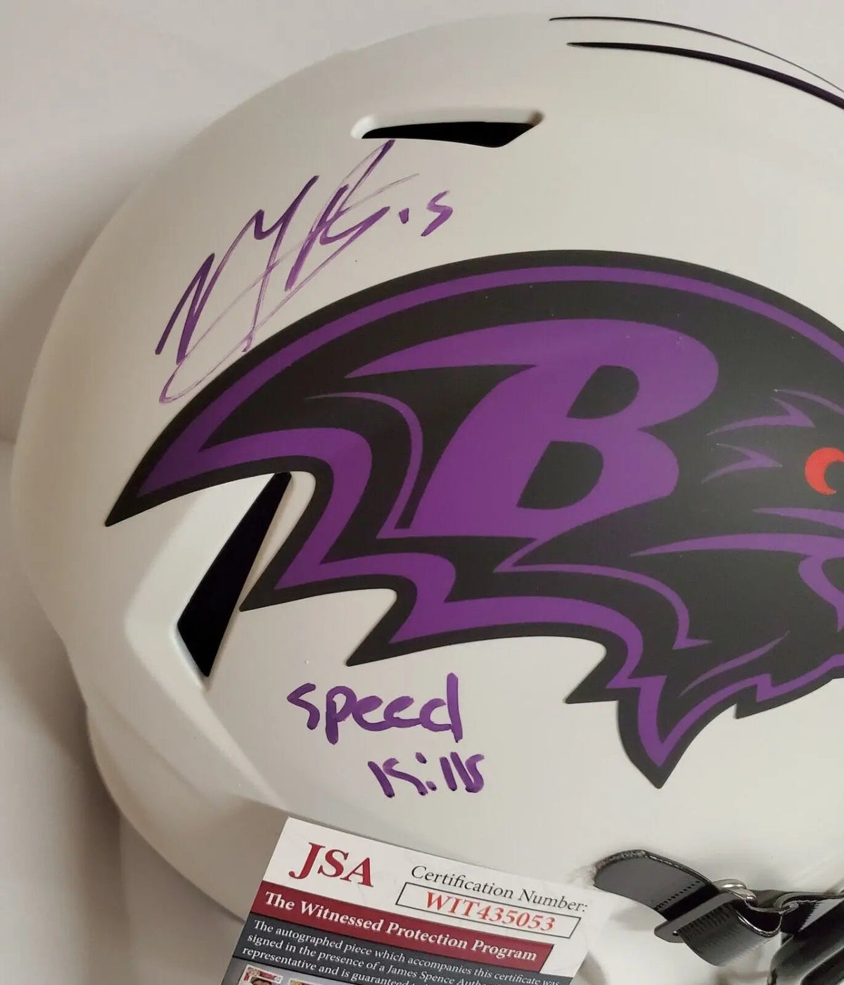 MVP Authentics Marquise Brown Signed Baltimore Ravens Full Sz Lunar Eclipse Rep Helmet Jsa Coa 359.10 sports jersey framing , jersey framing