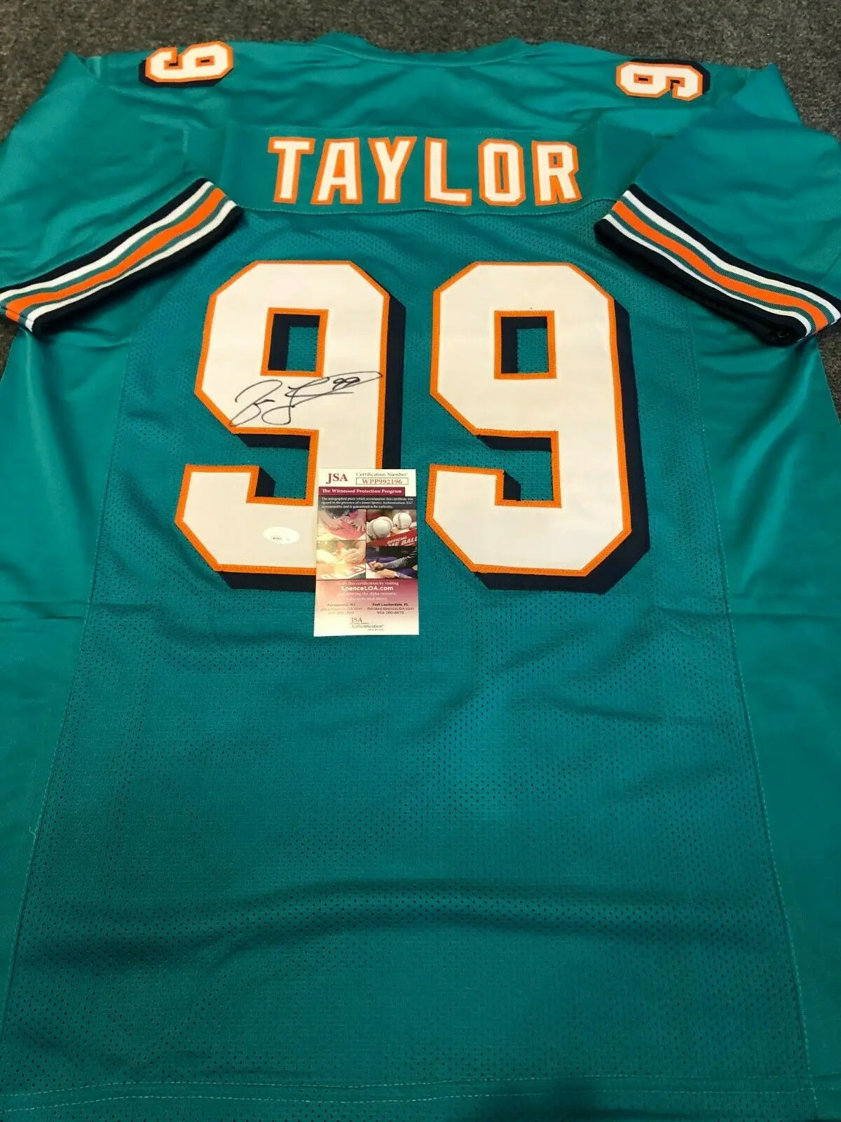 MVP Authentics Miami Dolphins Jason Taylor Autographed Signed Jersey Jsa  Coa 152.10 sports jersey framing , jersey framing