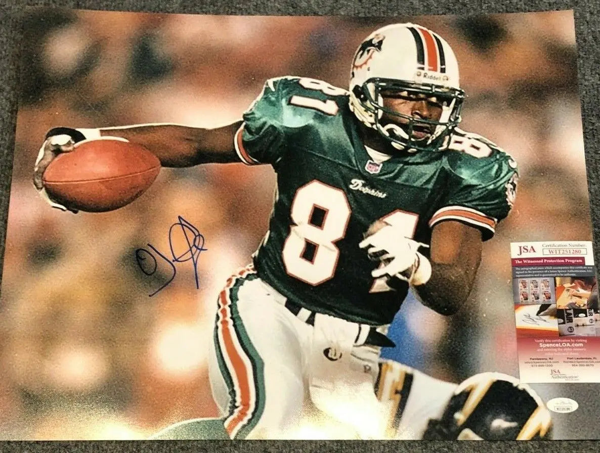 MVP Authentics Miami Dolphins Oj Mcduffie Autographed Signed 16X20 Photo Jsa Coa 89.10 sports jersey framing , jersey framing